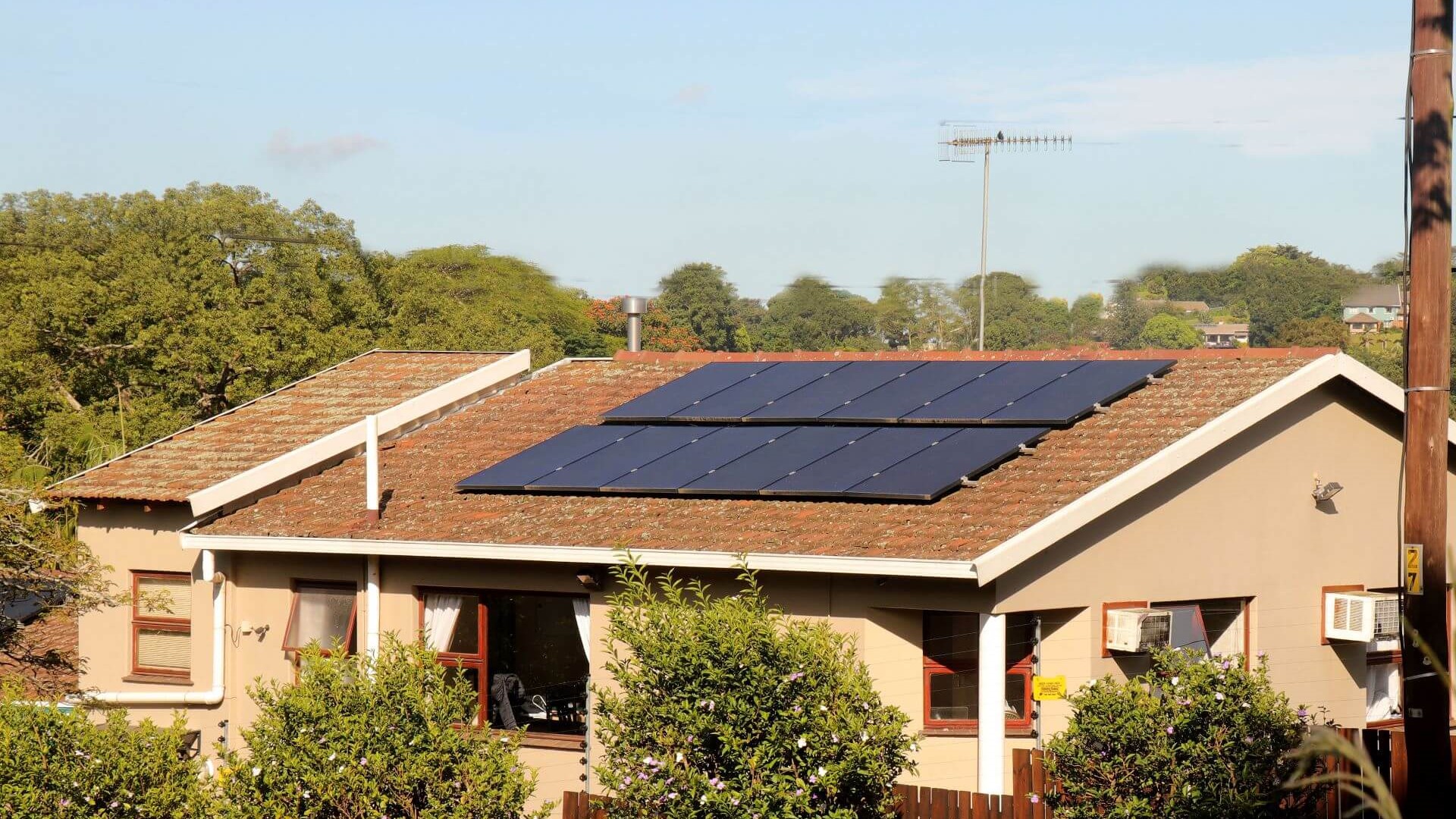 rooftop solar panels on African house