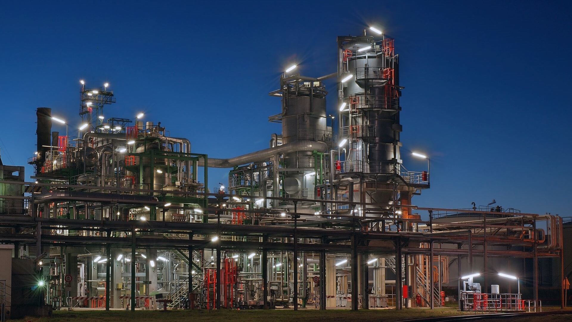 Night view of BP’s Lingen refinery in Germany