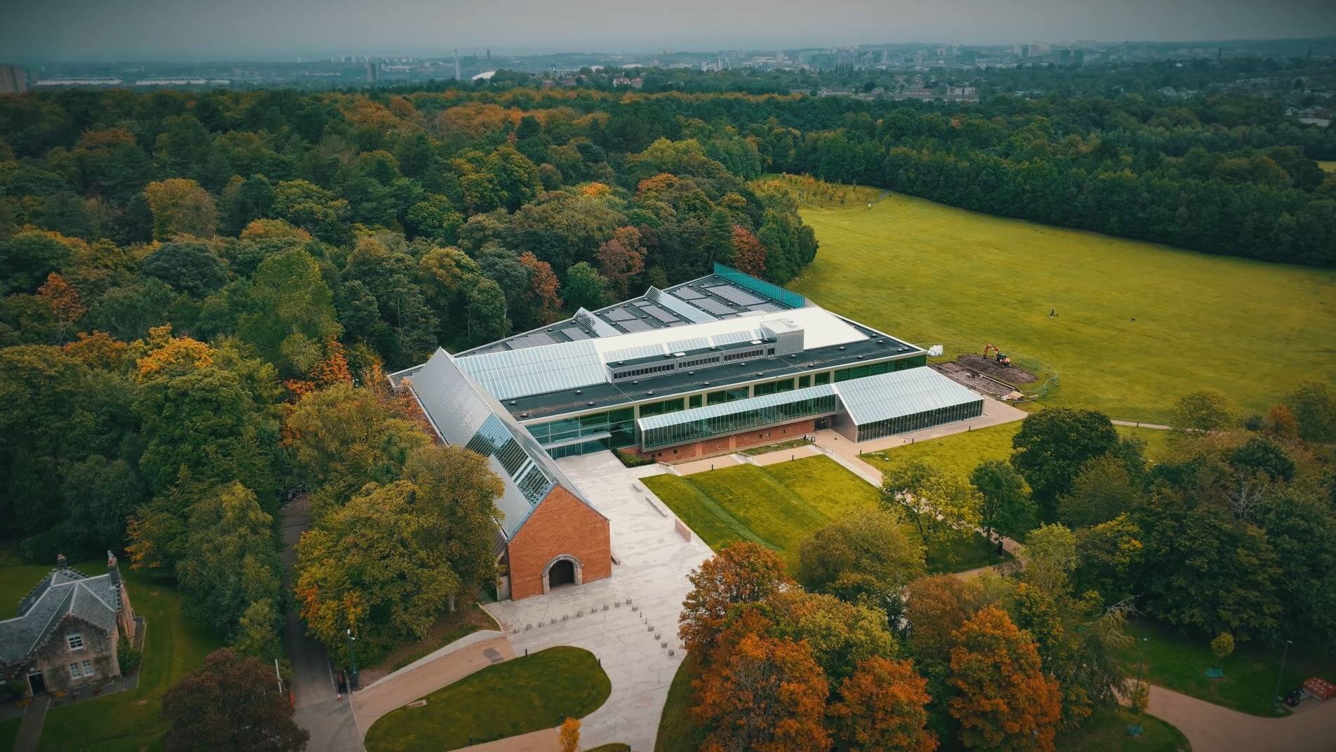 computer generated image of museum buildings