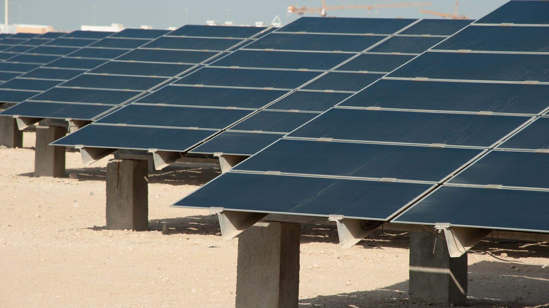 close of solar panels in Egypt desert