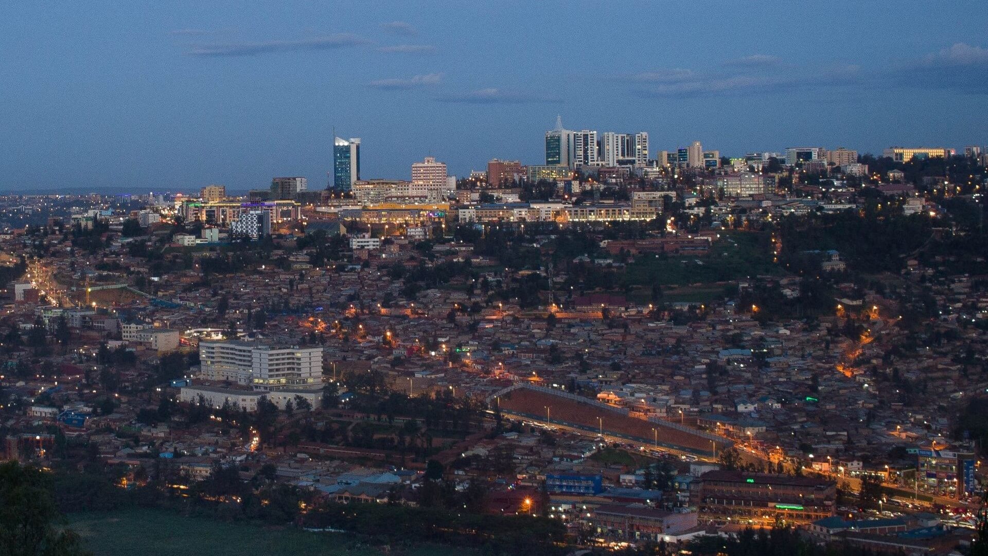 aerial view over Kigali capital of Rwanda