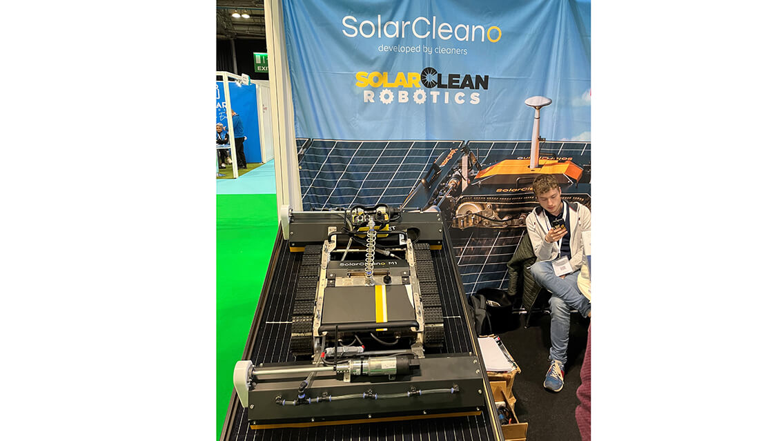 solar panel cleaning robot on show stand
