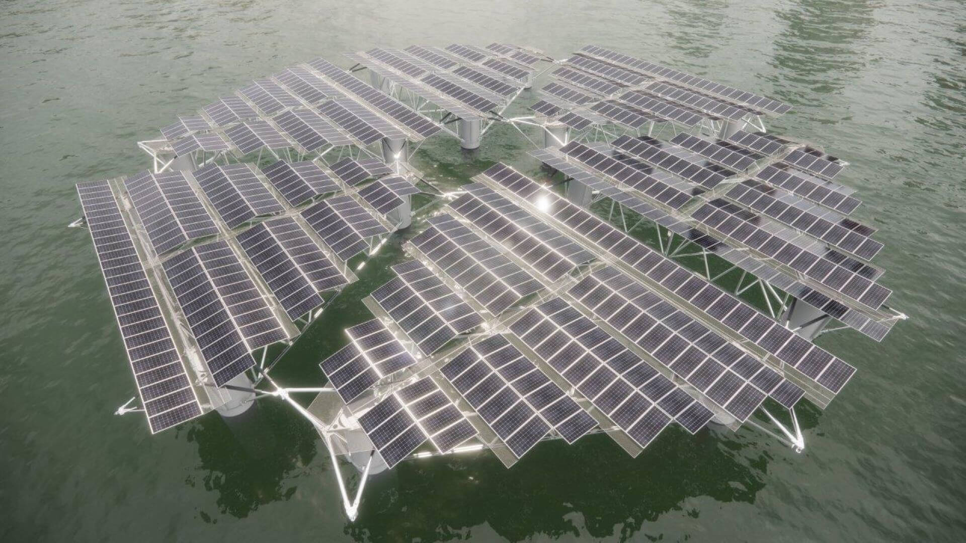 solar panels floating on water