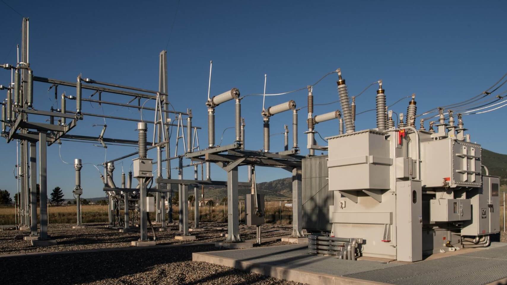 close up of electricity transmission substation