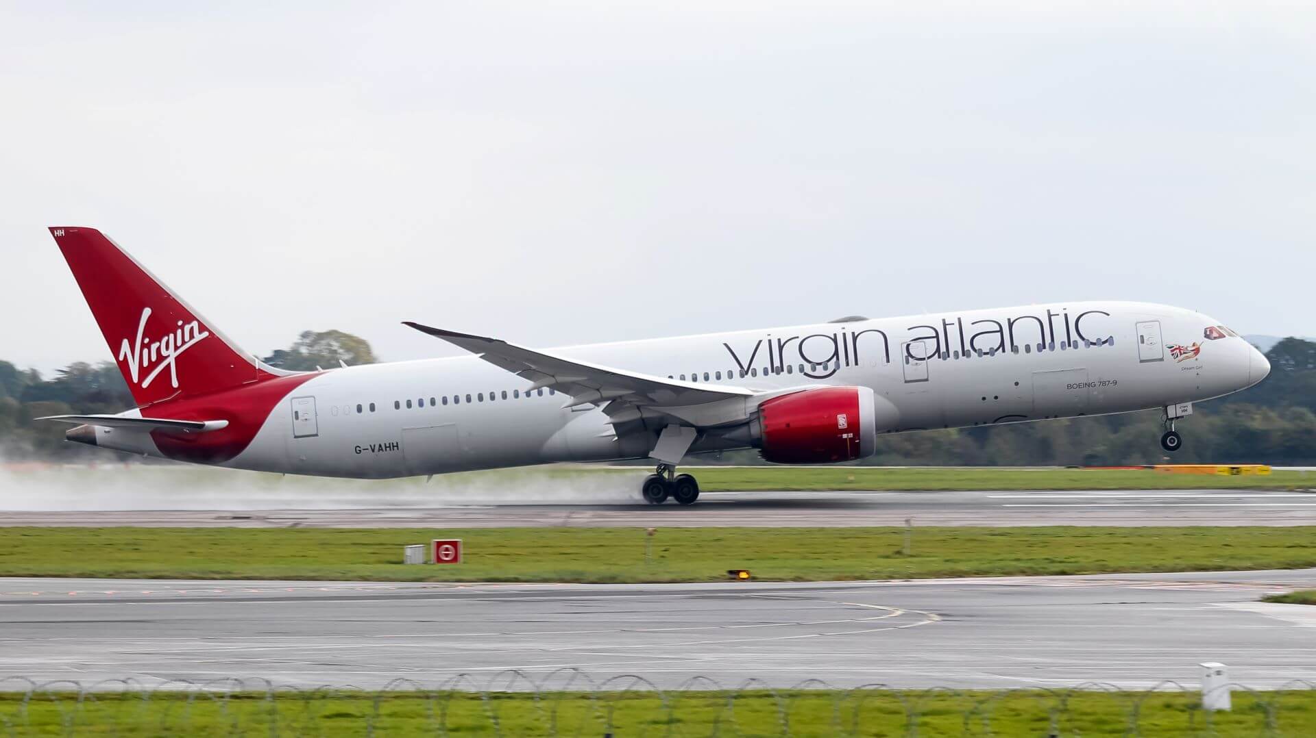 a Virgin Atlantic airplane taking off