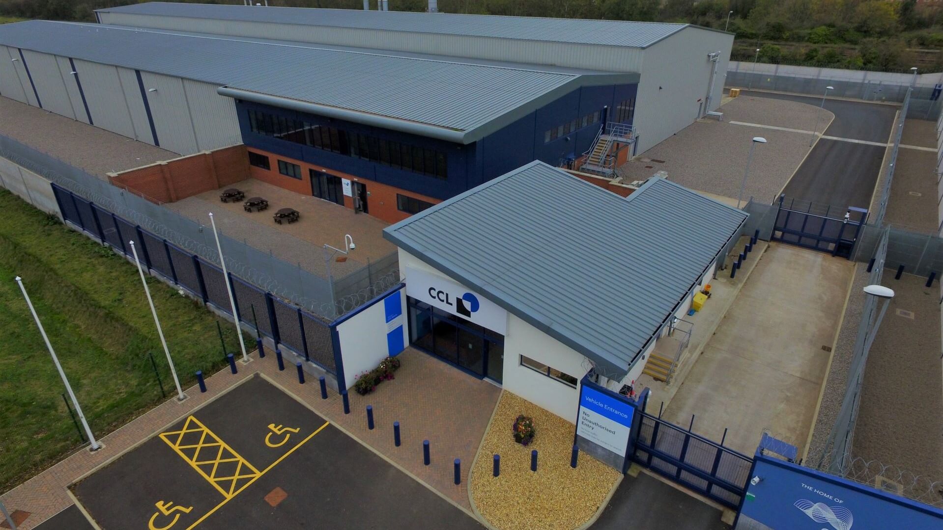 aerial overview of CCL Secure's Wigton site in the UK